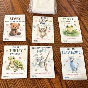 Animal-Themed Valentine's Day Cards Set of 36 with envelopes